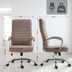 Fauteuil de bureau Valais tissu taupe