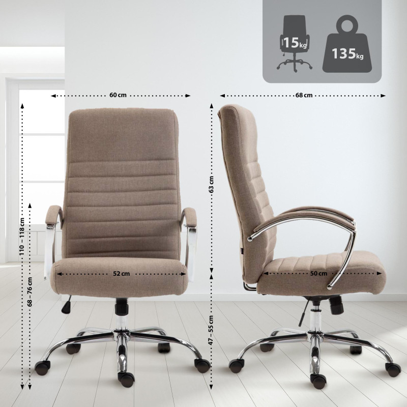 Fauteuil de bureau Valais tissu taupe