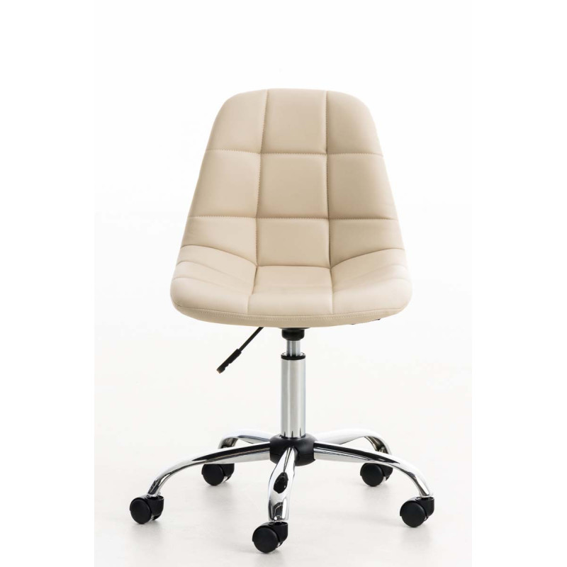 Fauteuil de bureau Emil en cuir artificiel crème