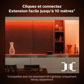 Philips Hue White é Color Ambiance Indoor LightStrips extension 1m, V4, fonctionne avec Alexa, Google Assistant et Apple Homekit