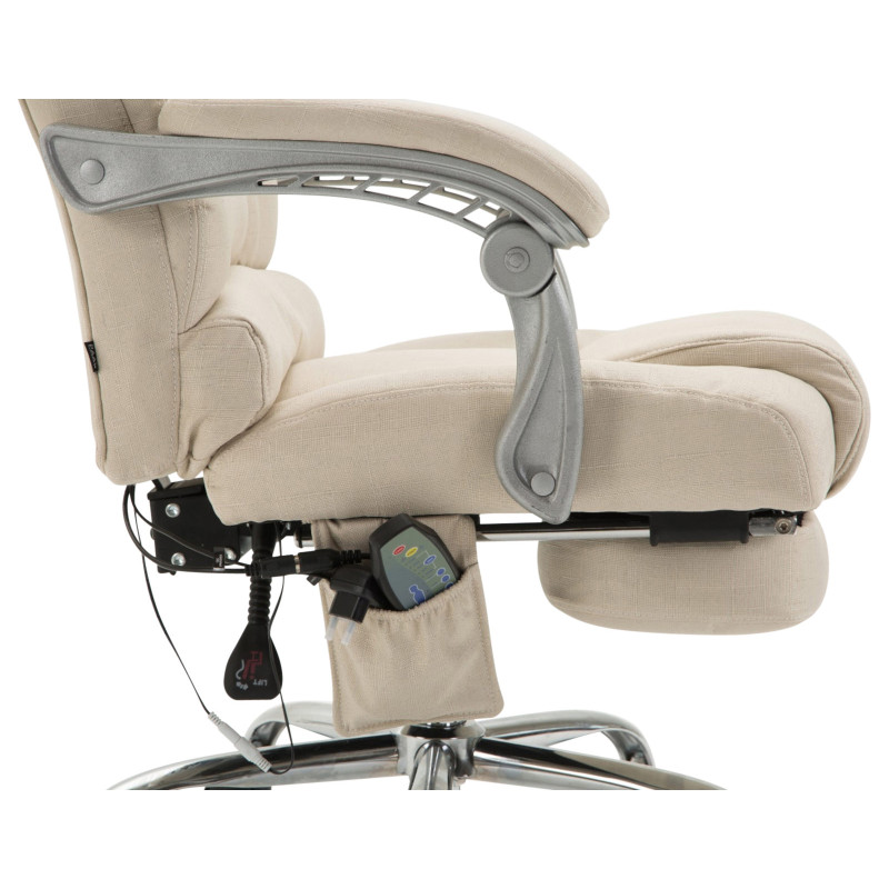 Fauteuil de bureau Pacific en tissu avec fonction massage, couleur cr?me