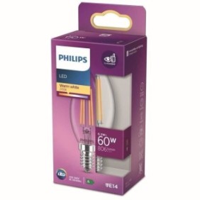 Philips ampoule LED Equivalent 60W E14 Blanc chaud Non dimmable, Verre