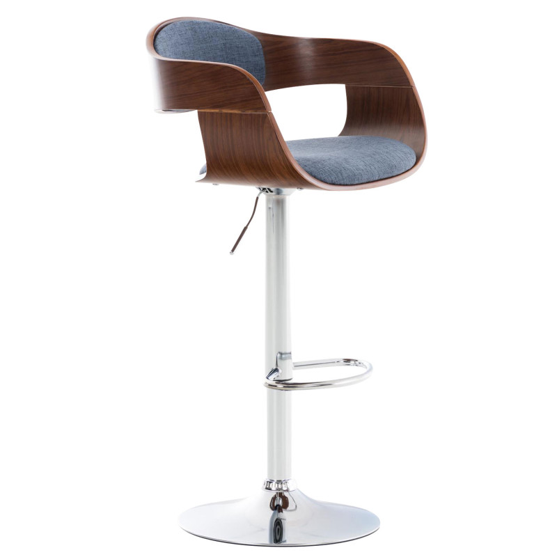 Tabouret de bar en tissu Kingston C noyer/bleu