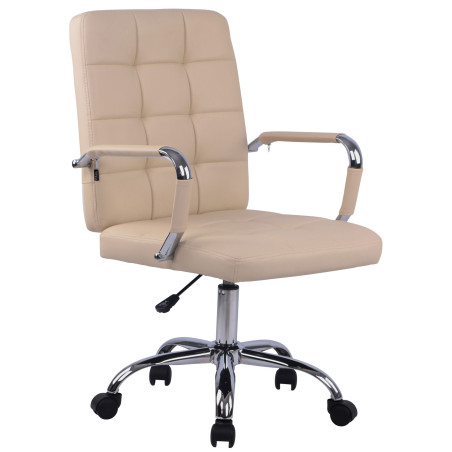 Fauteuil de bureau Deli PRO en cuir artificiel crème