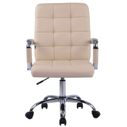 Fauteuil de bureau Deli PRO en cuir artificiel crème