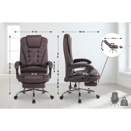 Fauteuil de bureau Oxygen en cuir artificiel marron