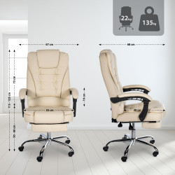 Fauteuil de bureau Oxygen cuir artificiel crème