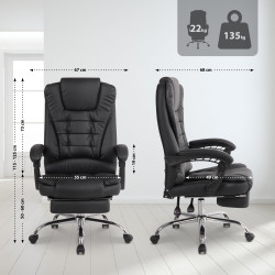 Fauteuil de bureau Oxygen en cuir artificiel noir