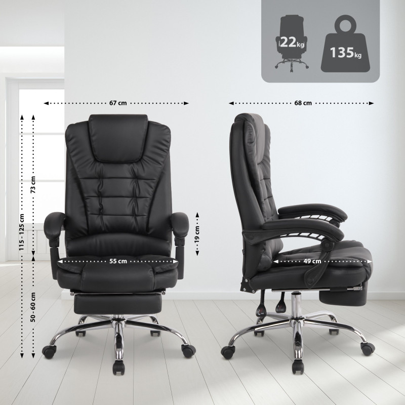 Fauteuil de bureau Oxygen en cuir artificiel noir