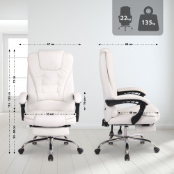 Fauteuil de bureau Oxygen en cuir artificiel blanc