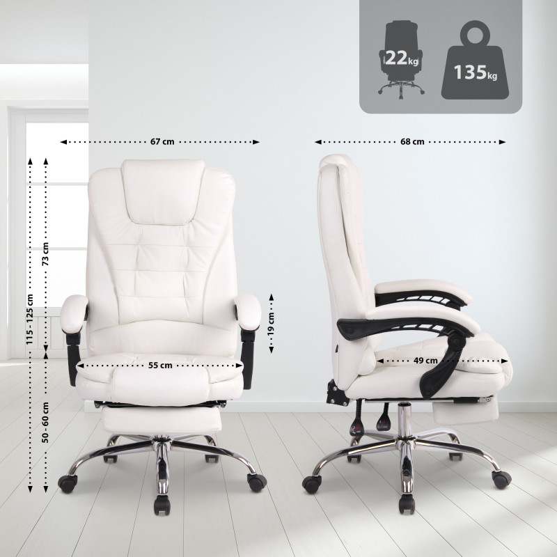 Fauteuil de bureau Oxygen en cuir artificiel blanc