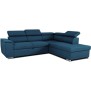 Canapé d'angle convertible réversible avec coffre - 5 places - DAYTONA - Tissu bleu - 260 x 94 x 216 cm