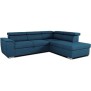 Canapé d'angle convertible réversible avec coffre - 5 places - DAYTONA - Tissu bleu - 260 x 94 x 216 cm