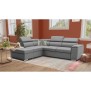 Canapé d'angle convertible réversible avec coffre - 5 places - DAYTONA - Tissu gris - 260 x 77 / 94 x 216 cm