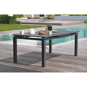 Table de jardin rectangulaire extensible - Gris anthracite - Aluminium  - 10 personnes - 180/240 x 100 cm - MIAMI - DCB GARDEN