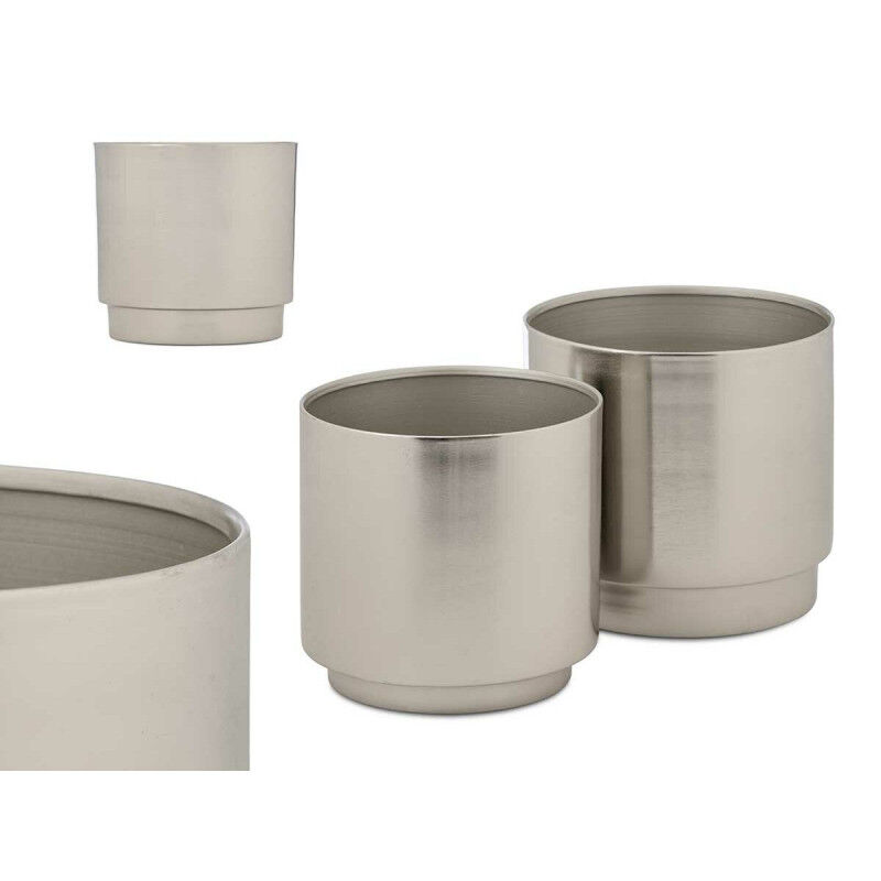 Set de pots 40055-S Argenté Fer 18 x 16,5 x 18 cm 16 x 15,5 x 16 cm (6 Unités)