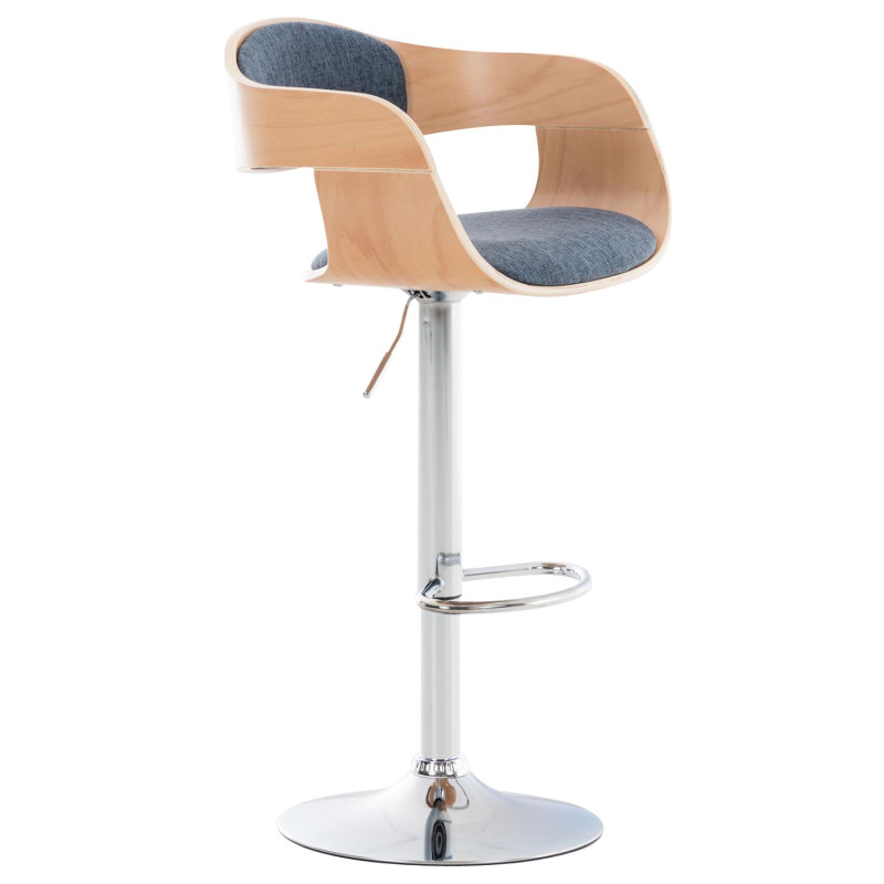 Tabouret de bar en tissu Kingston C naturel/bleu