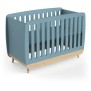 Ensemble lit bébé 60 x 120, commode 2 tiroirs + 3 niches et 1 plan a langer - FIRMIANA - Scandinave - Bleu orage bois - DEMEYERE