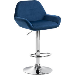 Tabouret de bar Braga velours chrome bleu