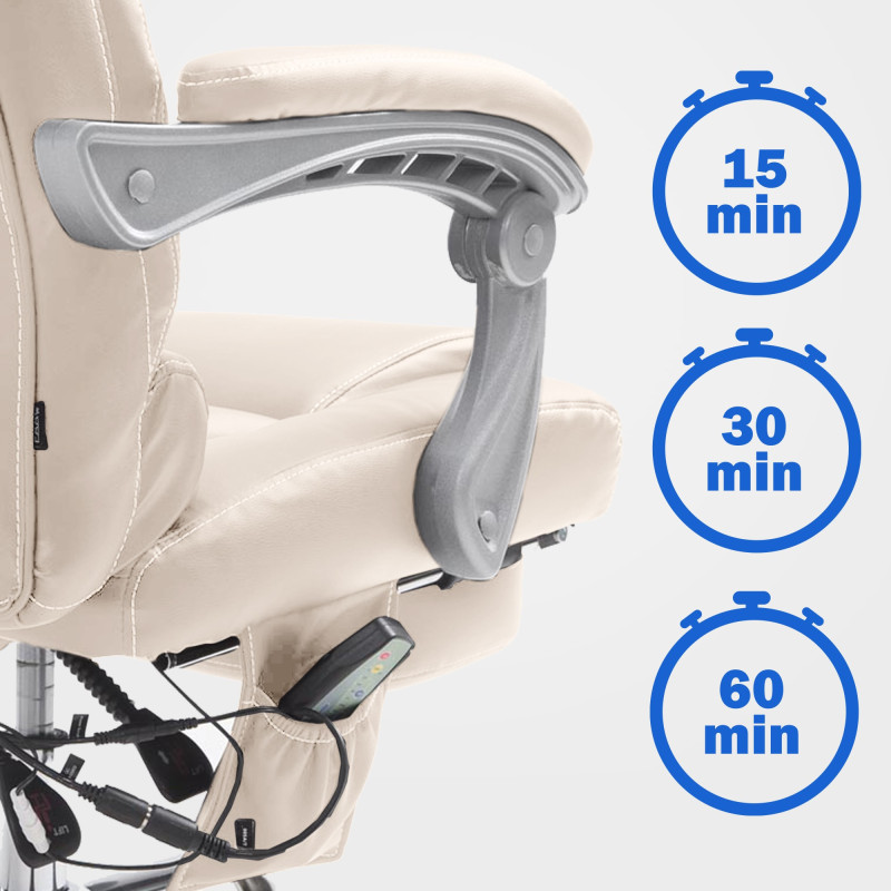 Sedia da ufficio Pacific con funzione massaggio in similpelle crema