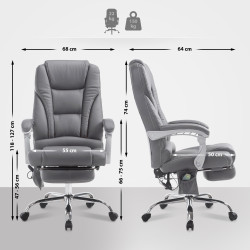 Fauteuil de bureau Pacific avec fonction massage V2 gris