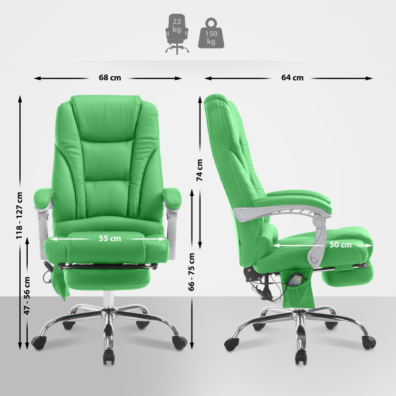 Fauteuil de bureau Pacific avec fonction massage V2 verte