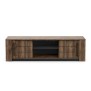 Meuble TV MONACO - 2 portes coulissantes + 3 étageres - Décor bois oak et noir - L184.5 x P42.3 x H51.8 cm - DEMEYERE