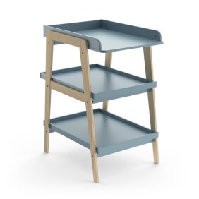 Table a langer TSUGA - Bois massif et MDF - L.58 x P.71,1 x H.101,2 cm - Pour matelas 50x70 cm - Bleu orage