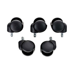 Lot de 5 roulettes de sol en plastique noir