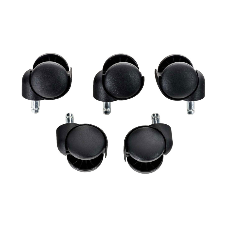 Set 5 ruote per sedia da ufficio in polipropilene nero