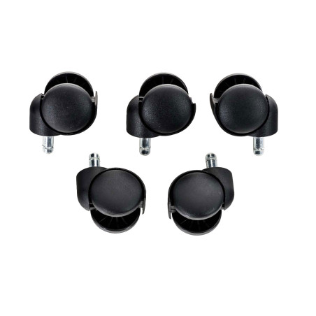 Set 5 ruote per sedia da ufficio in polipropilene nero