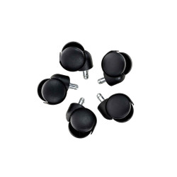 Lot de 5 roulettes de sol en plastique noir