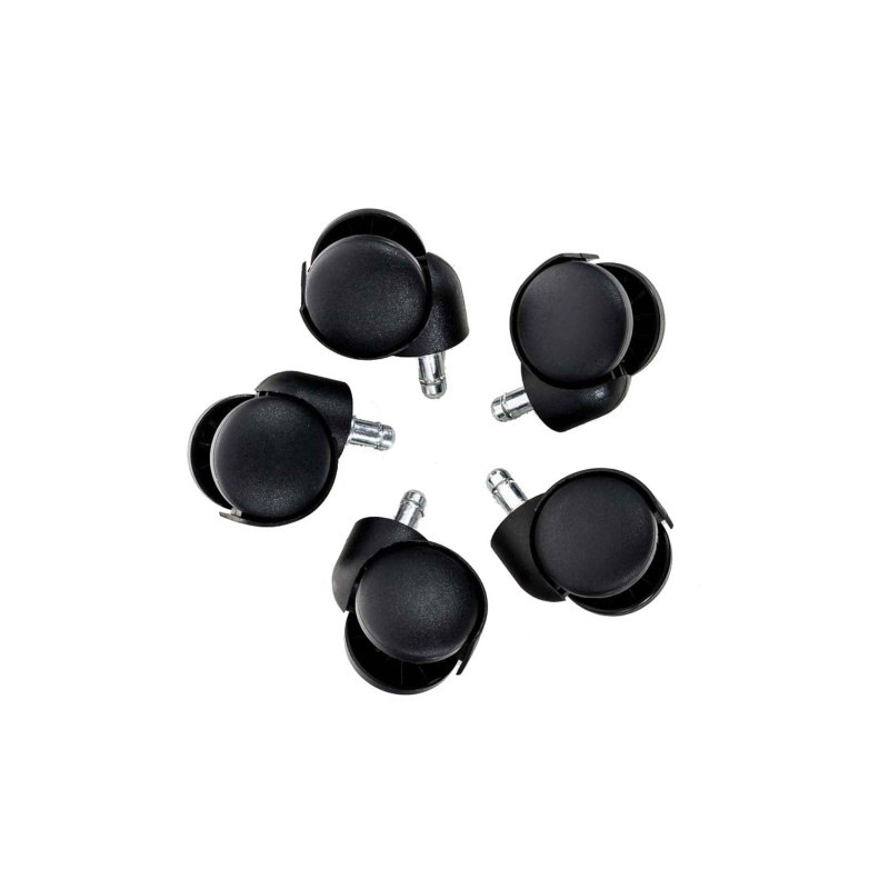 Lot de 5 roulettes de sol en plastique noir