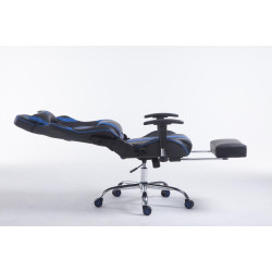 Fauteuil de bureau racing Limit V2 en similicuir avec repose-pieds, noir/bleu