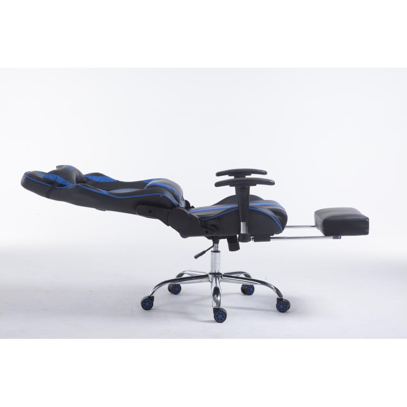 Fauteuil de bureau Racing Limit V2 en cuir synthétique avec repose-pieds noir/bleu