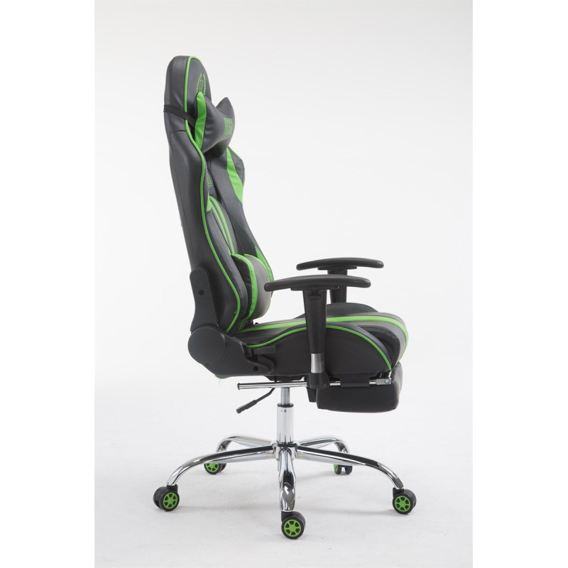 Fauteuil de bureau Racing Limit V2 en cuir synthétique avec repose-pieds noir/vert