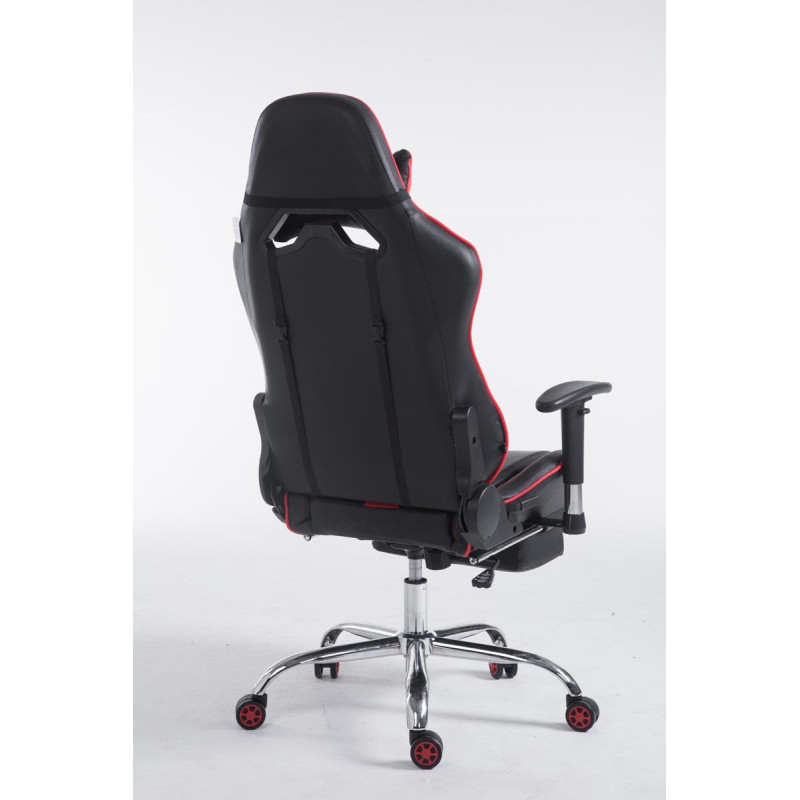 Fauteuil de bureau Racing Limit V2 en cuir synthétique avec repose-pieds noir/rouge