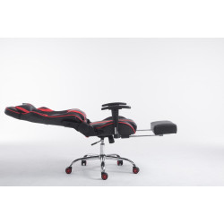 Fauteuil de bureau Racing Limit V2 en cuir synthétique avec repose-pieds noir/rouge