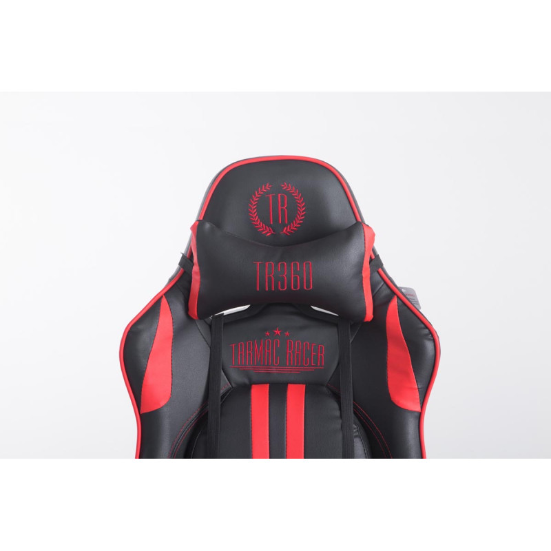 Fauteuil de bureau Racing Limit V2 en cuir synthétique avec repose-pieds noir/rouge