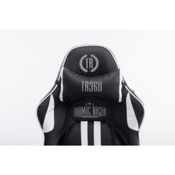 Fauteuil de bureau Racing Limit V2 en cuir synthétique avec repose-pieds noir/blanc