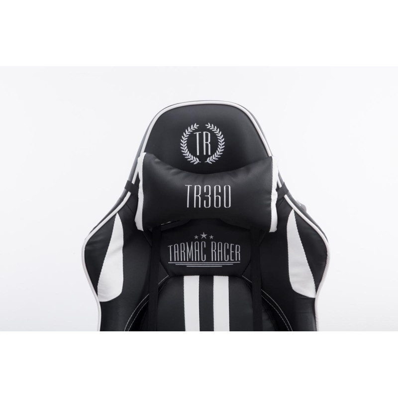 Fauteuil de bureau Racing Limit V2 en cuir synthétique avec repose-pieds noir/blanc