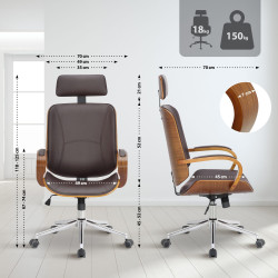 Fauteuil de bureau Dayton noyer/marron