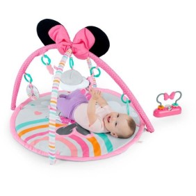 DISNEY BABY Tapis d'éveil Minnie My Best Friend, Musique et Lumieres, Arche de jeu avec 6 jouets, Coussin de support position pl