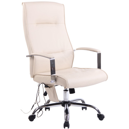 Fauteuil de bureau Portland, cuir synthétique avec fonction massage, couleur crème