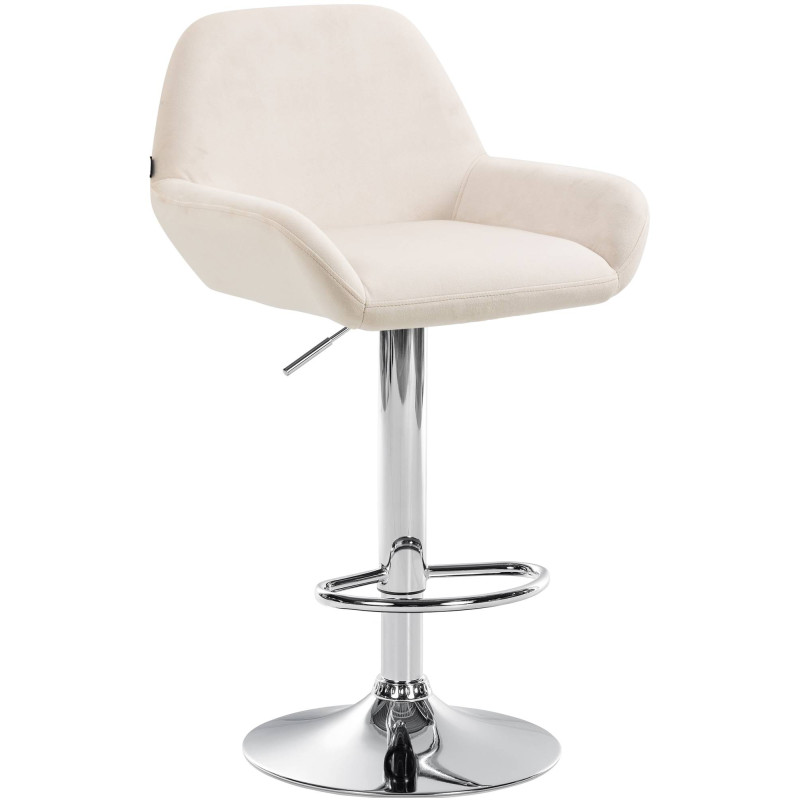 Tabouret de bar Braga velours chrome crème