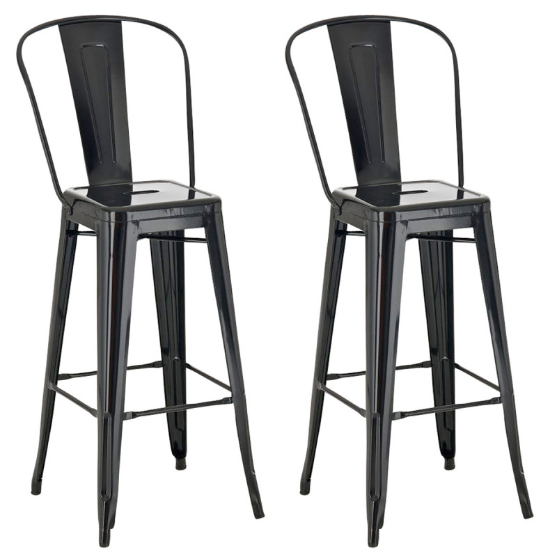 Ensemble de 2 tabourets de bar Aiden noir