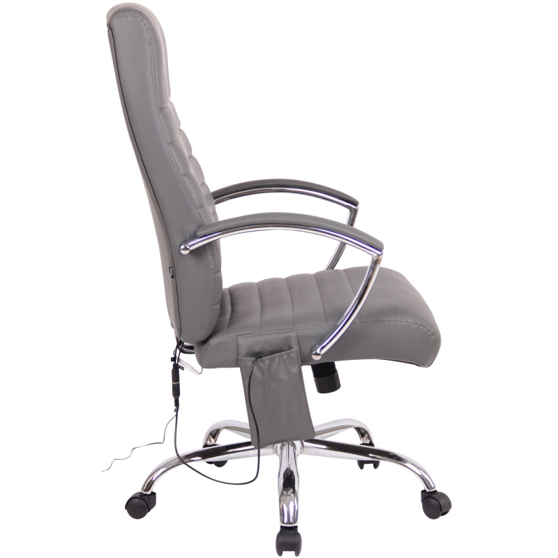 Fauteuil de bureau Valais en similicuir avec fonction massage, gris