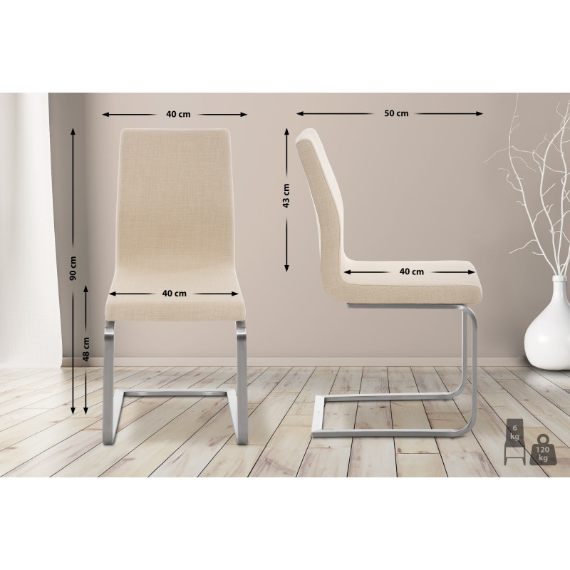Chaise de salle à manger Belfort TISSU crème