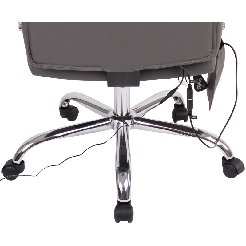 Fauteuil de bureau Valais en similicuir avec fonction massage, gris