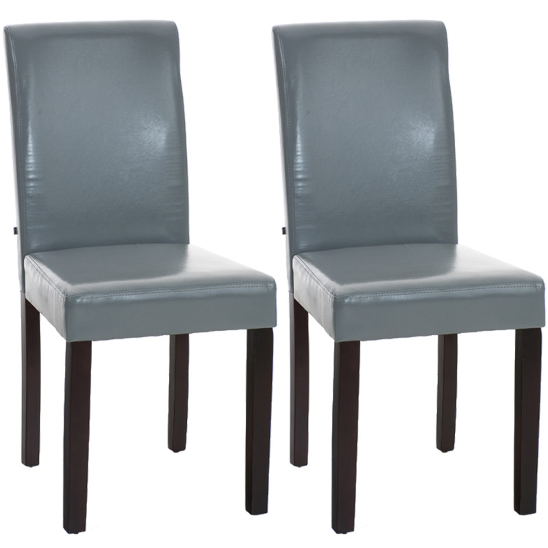 Lot de 2 chaises de salle à manger Ina marron foncé gris